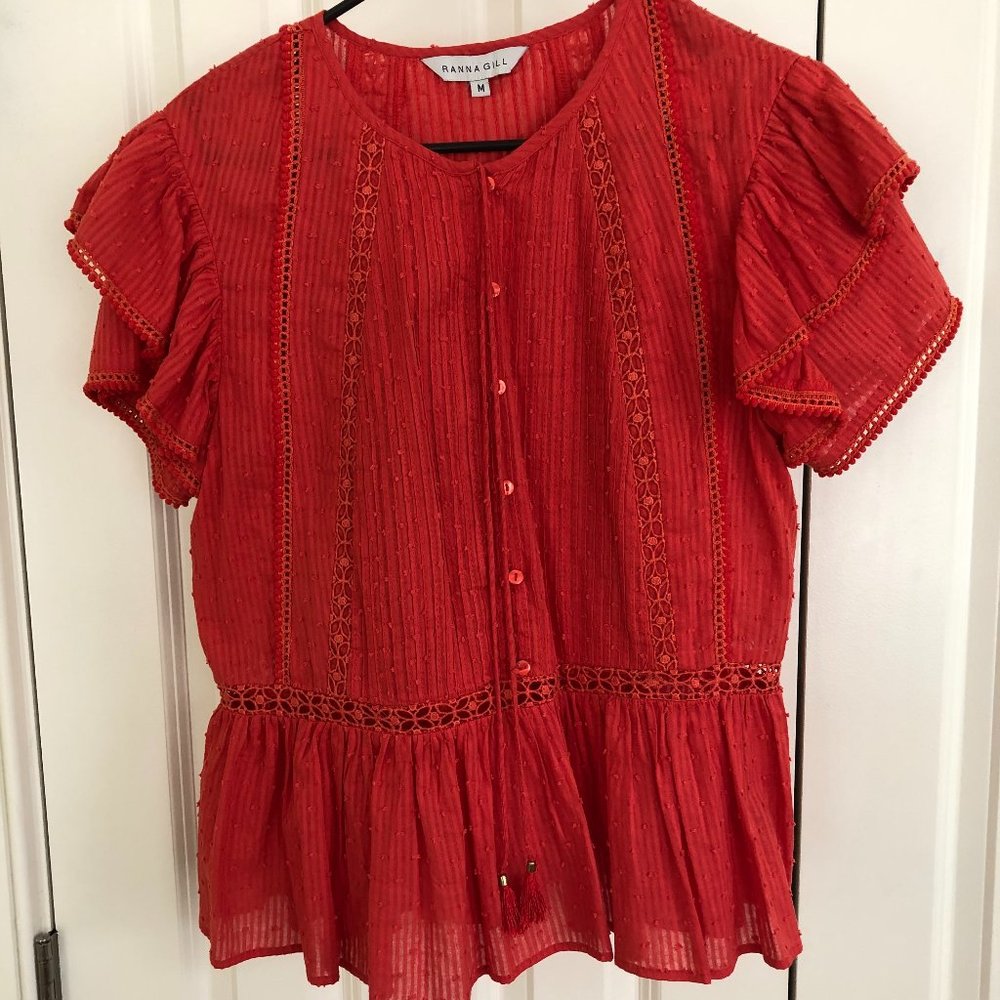 Ranna Gill, Noida Blouse, bright red, M